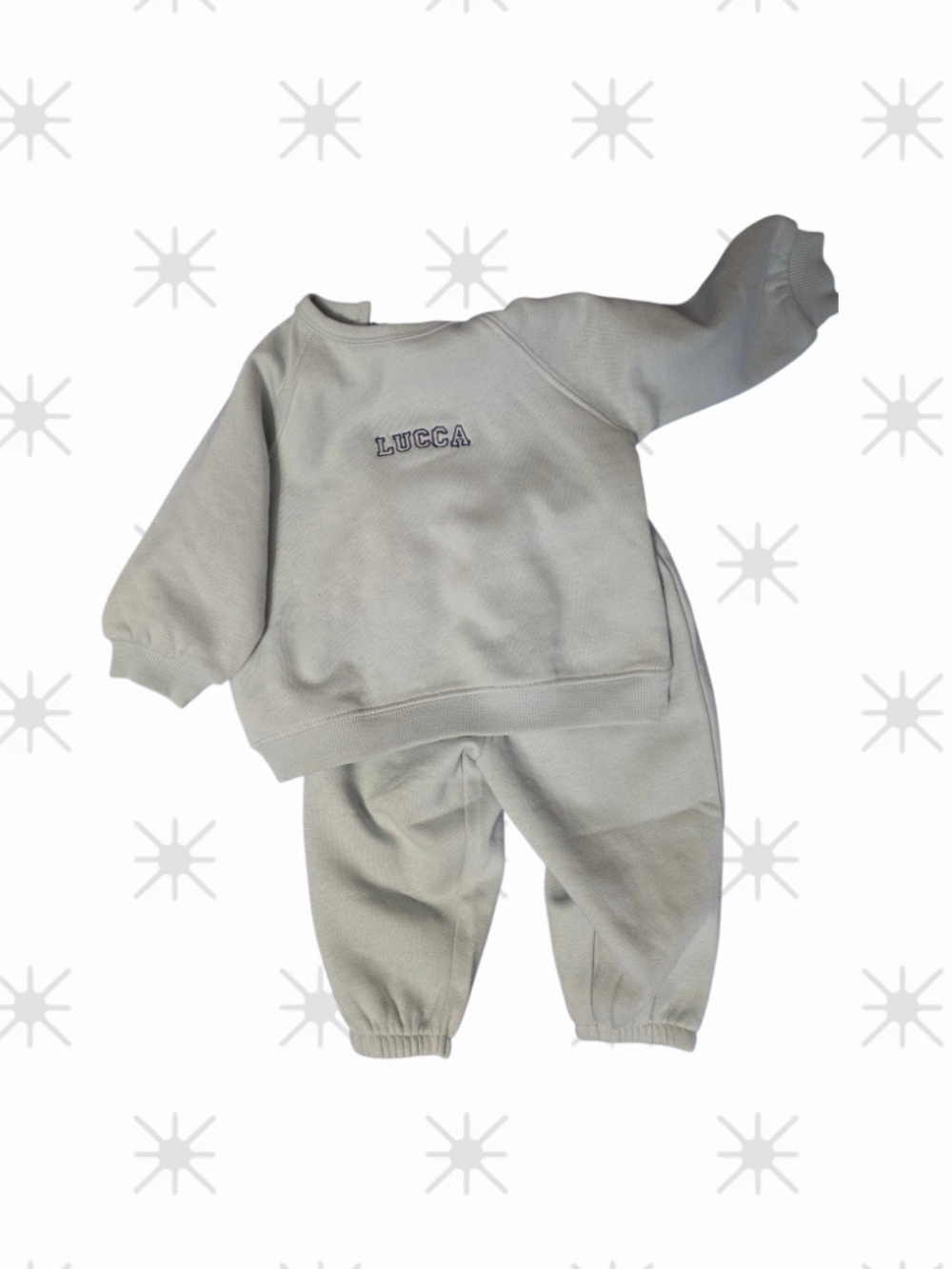 🍼 ZARA Kids Personalized Grey "Lucca" Sweatshirt & Jogger Set (NWT) Sz 3-6 mo